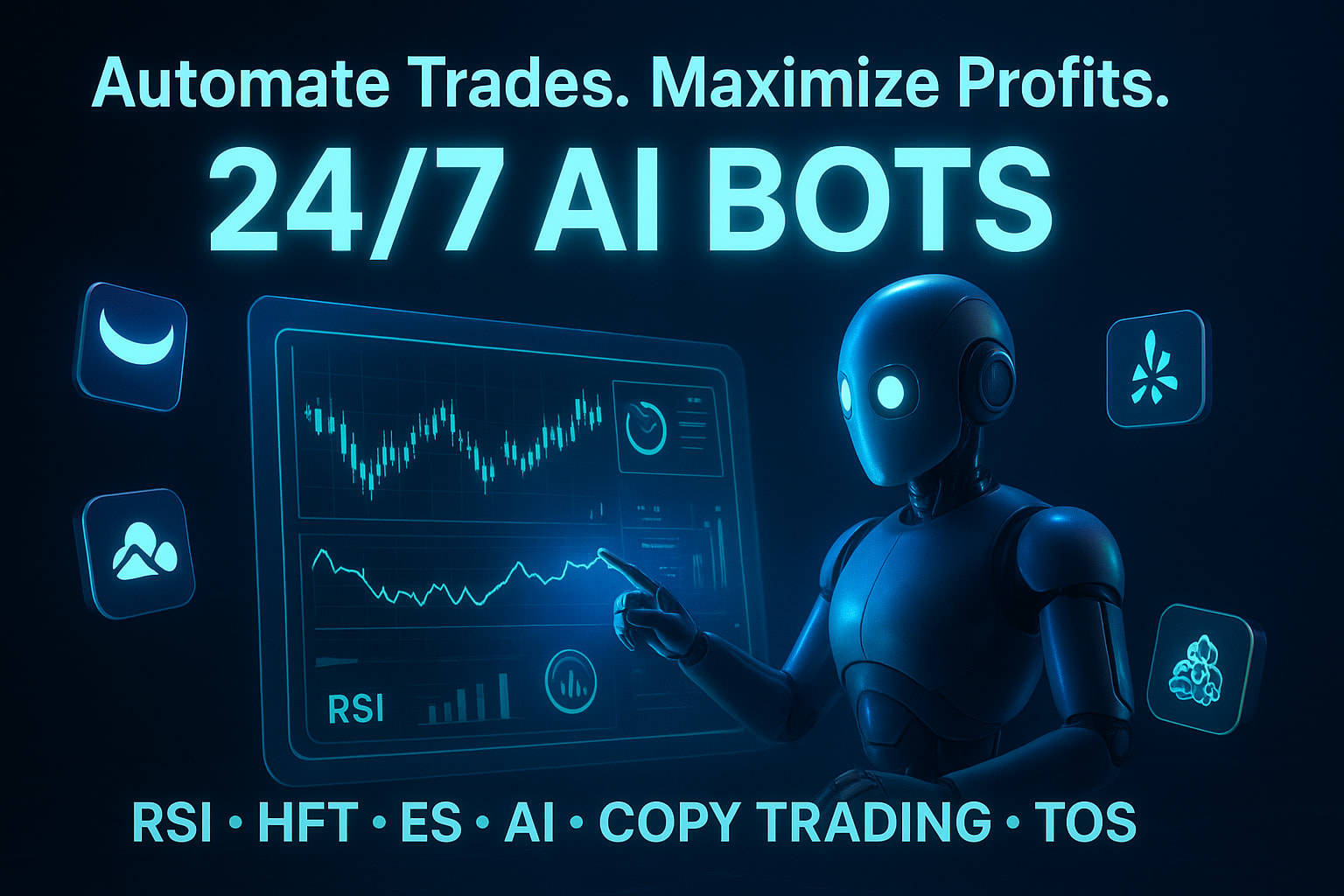 Construir bot webull rsi, bot hft, bot de trading, bot de ações ia, cópia  de trading, tos