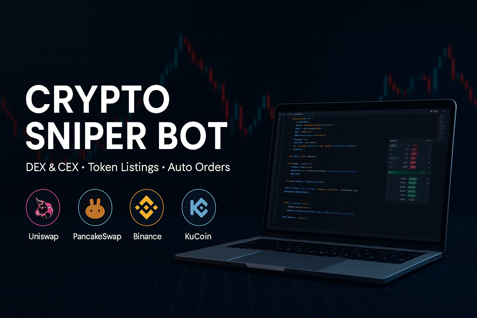 Desenvolver um bot sniper de criptomoedas para lançamentos de tokens em dex  e negociações instantâneas