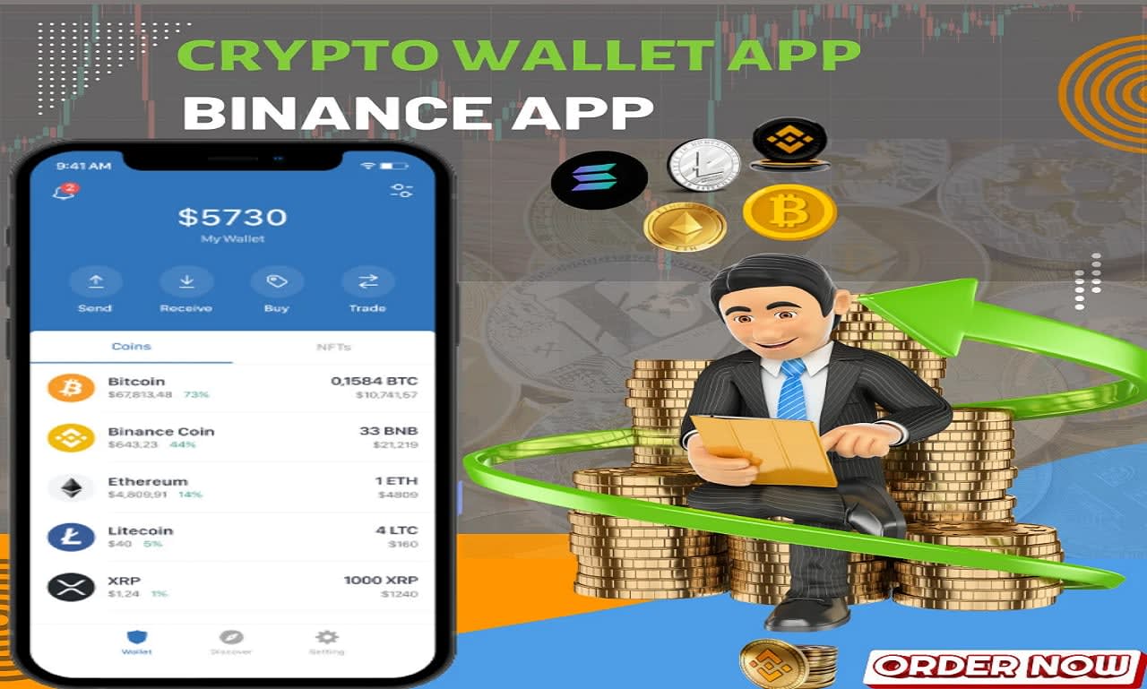 Een crypto wallet app, crypto exchange app, p2p betalingsapp, binance app  klonen maken