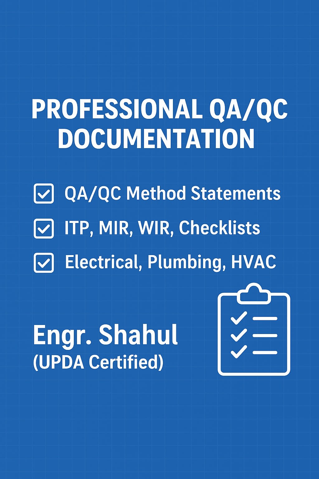 prepare professional QA qc documentation, method statement