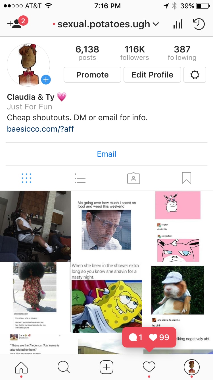 Give You An Instagram Shoutout On 116k Meme Page By Cestrada27