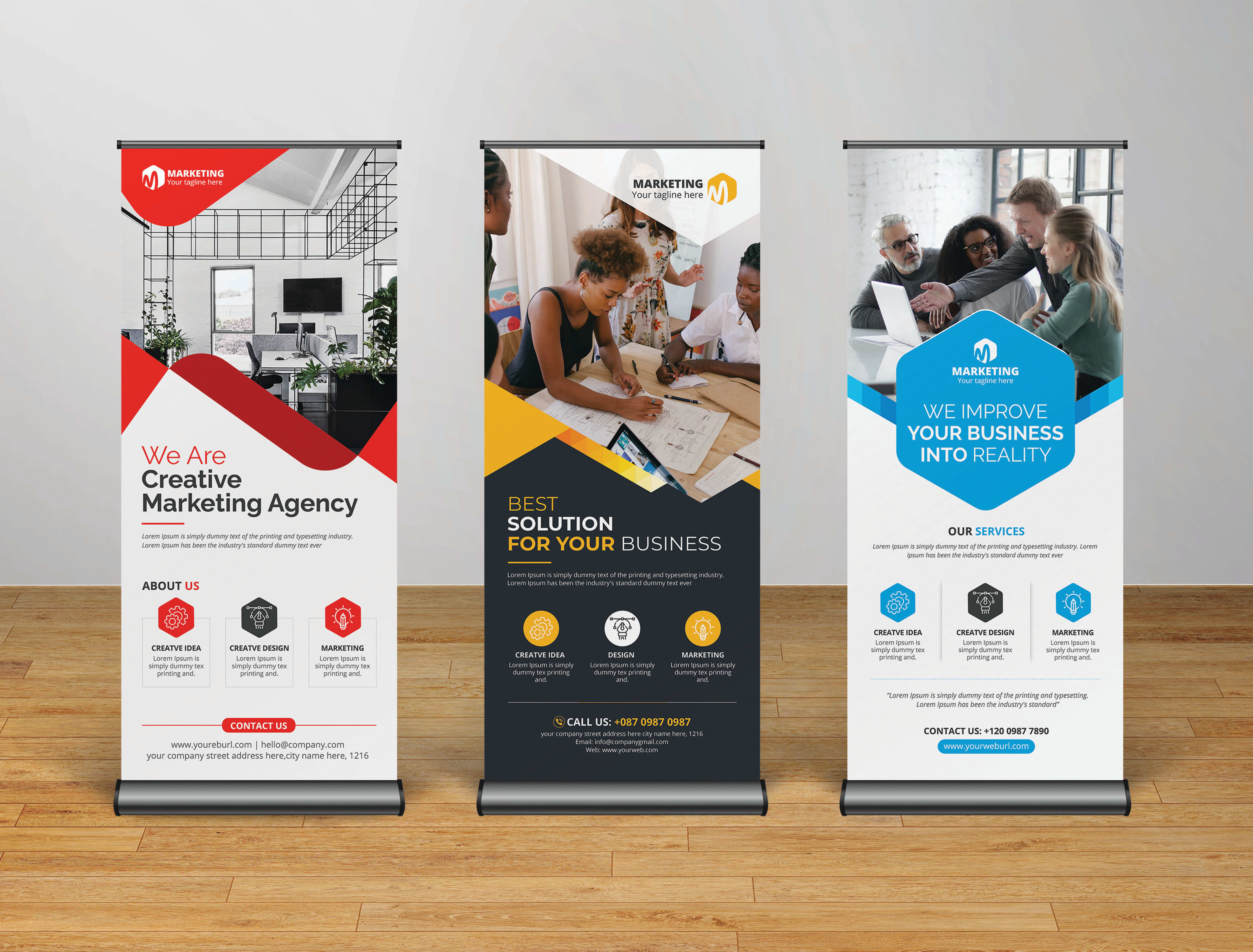 Design a rollup banner, pop up, event banner, banner ads by