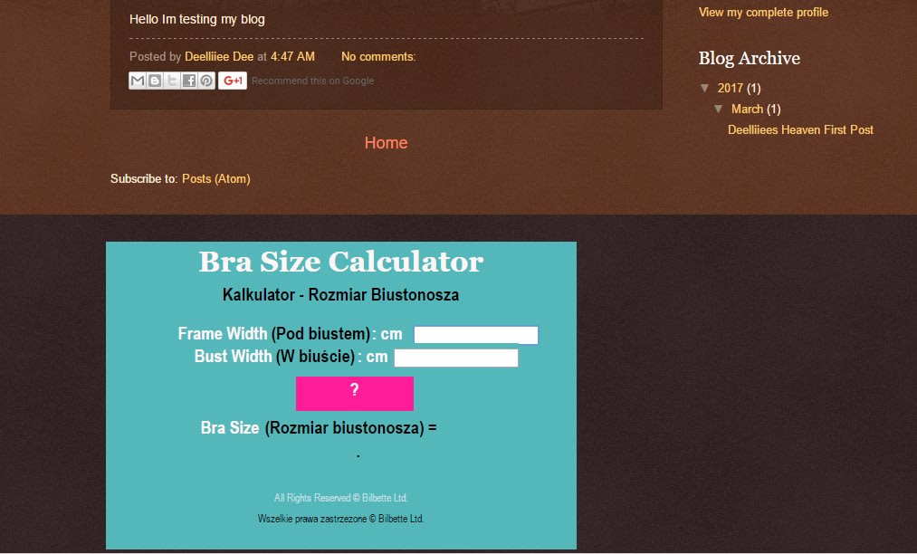 Create bra size calculator mobile by Dilfree