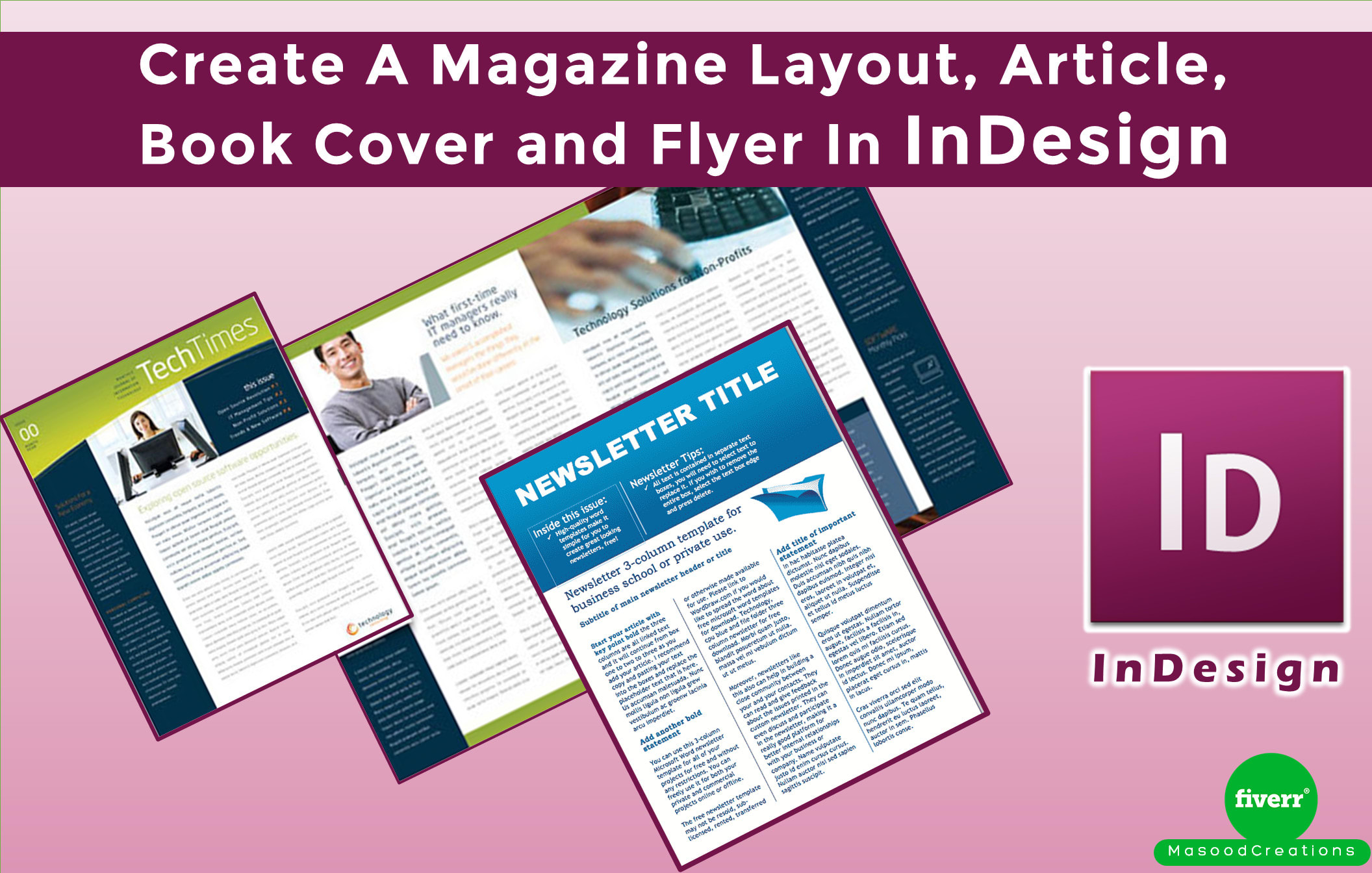Create A Magazine Layout Article Book Cover In Indesign By Masoodcreations