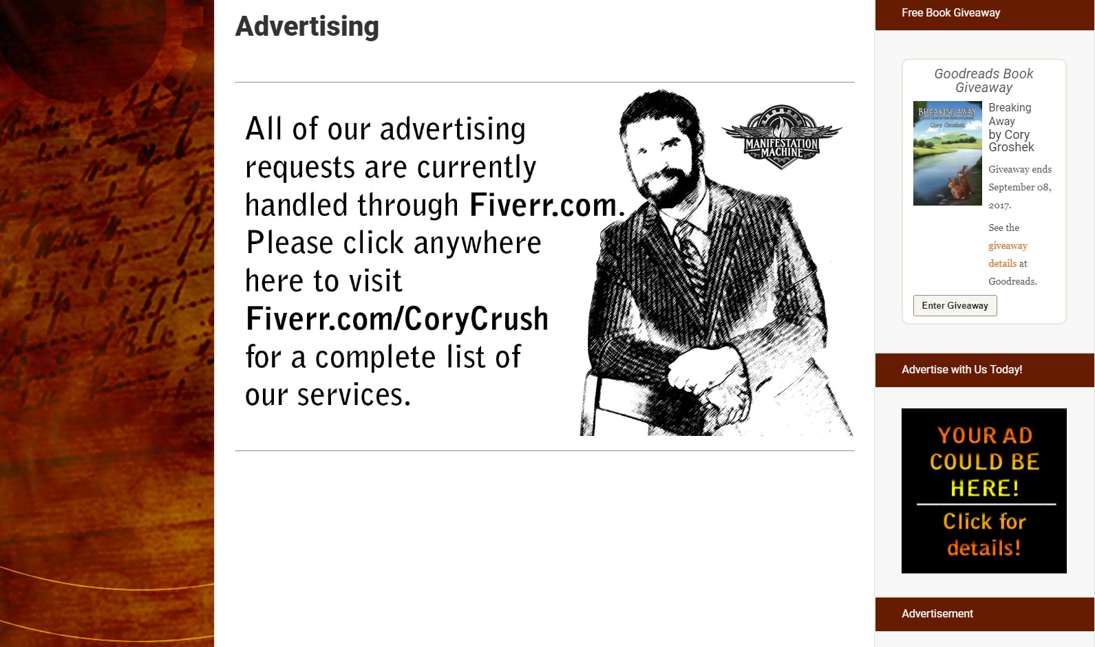 Put Your 250x600 Banner Ad On My Personal Growth Blog By Corycrush