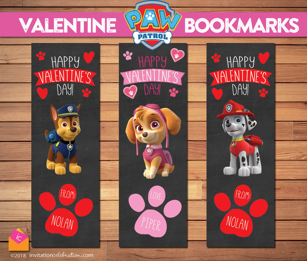 make paw patrol valentine bookmark