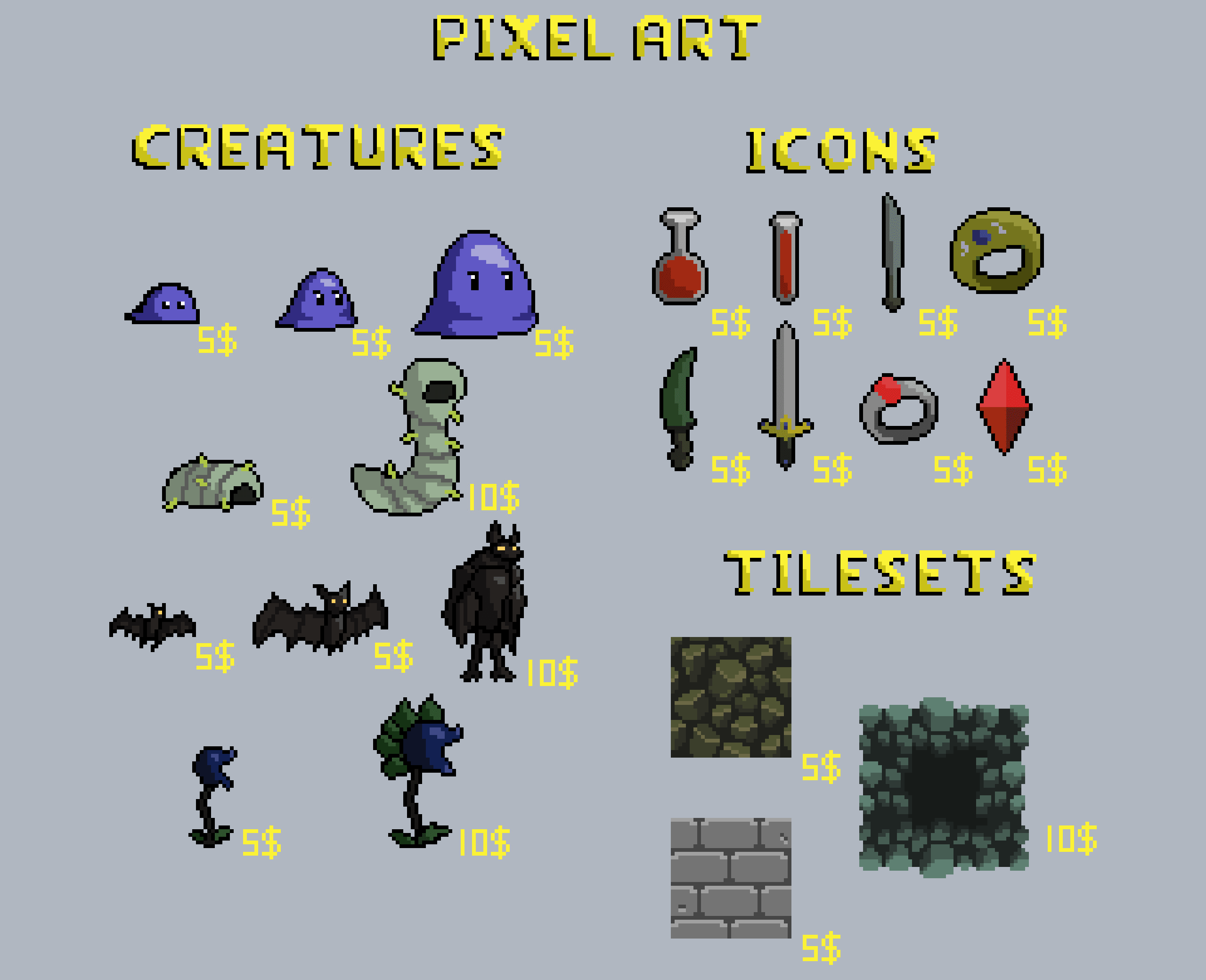 Create pixel art characters, game assets or animations by Stormcoder