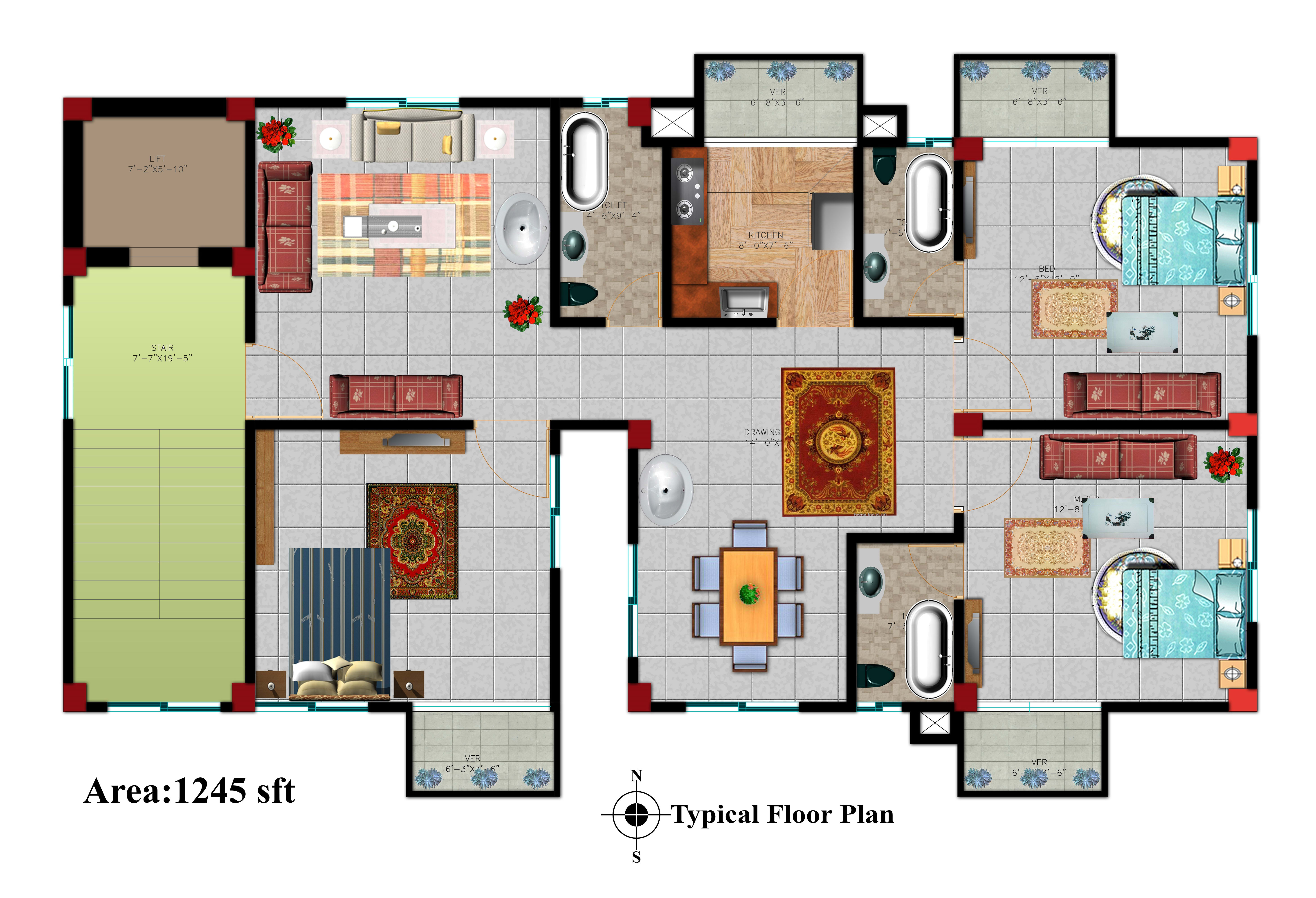 Draw 2d And 3d Floor Plan With Furniture Drawing With Coreldraw
