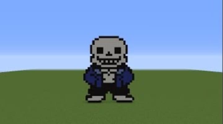 How to build SANS pixel art in Minecraft 