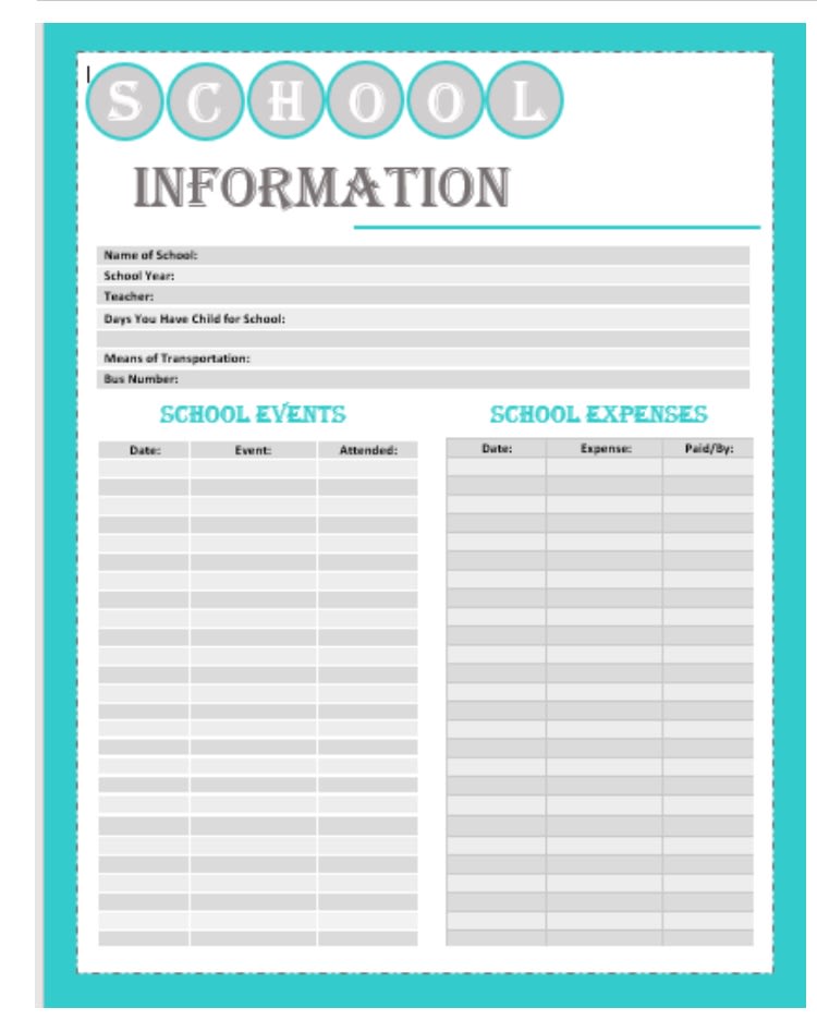 Free Printable Custody Documentation Binder Printable Templates Free