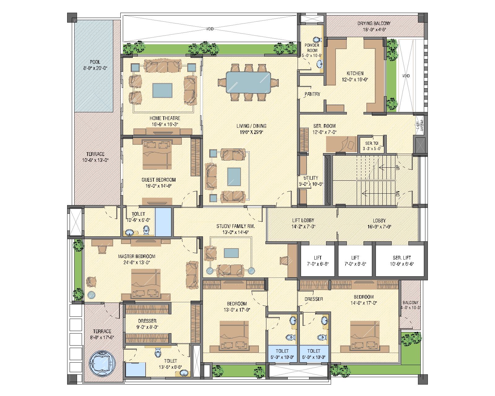 rendered floor plans in autocad