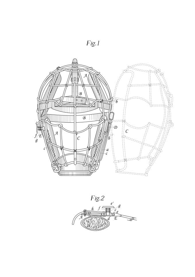 Baseball Catcher Mask Vintage Patent Drawing