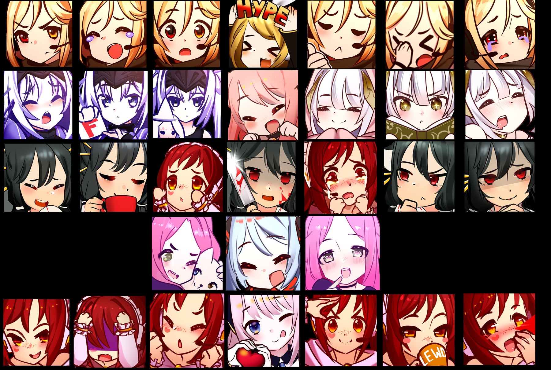Art  Collectibles red hair girl anime twitch emotes discord emotes chibi emotes  twitch Twitch emotes Digital Drawing  Illustration etnacompe