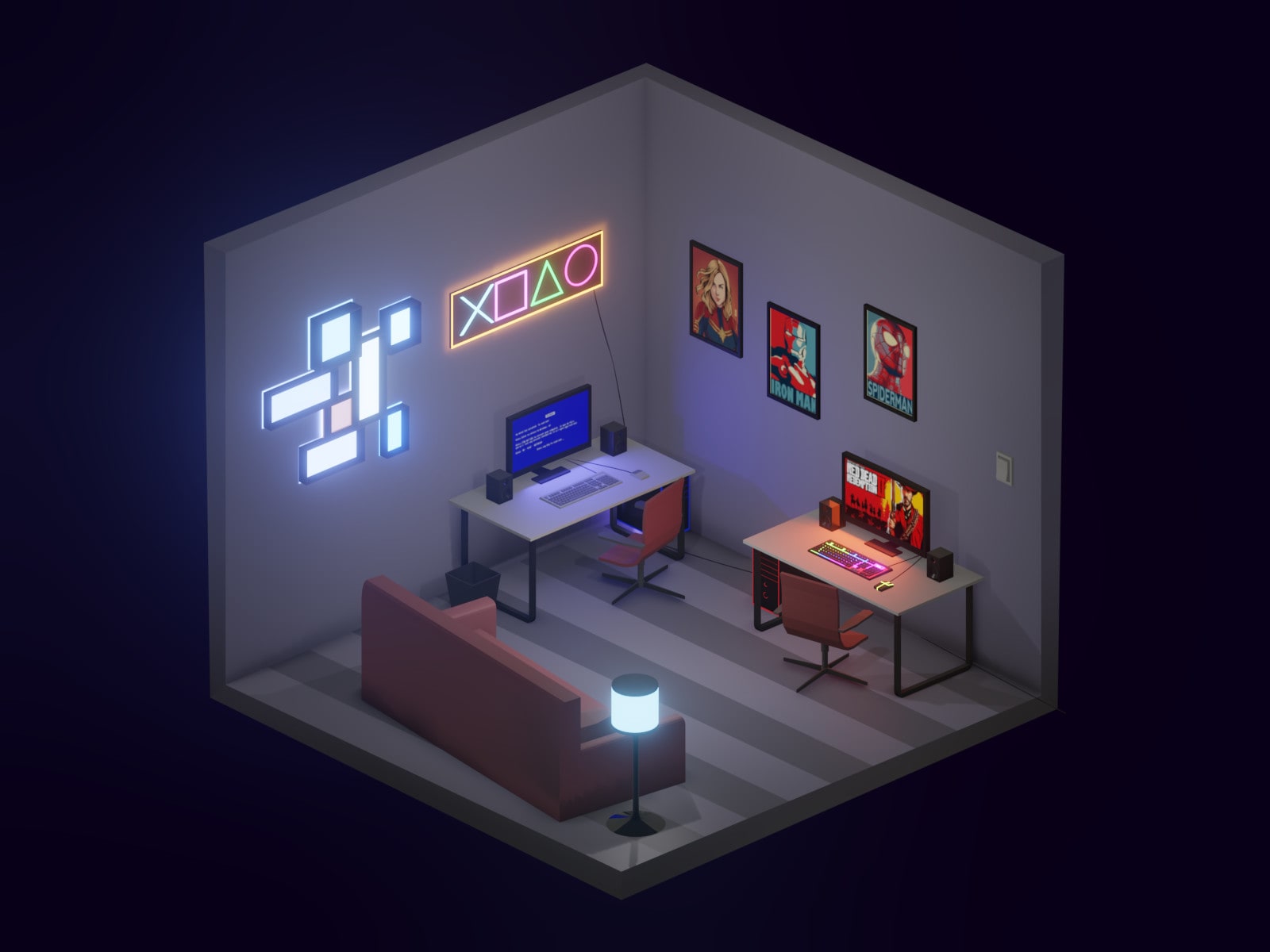 3d isometric Room гейминг