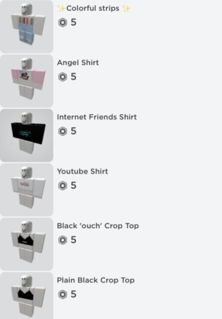 Crop Top Templates For Roblox Shirts