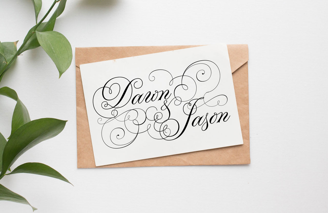 bride and groom name design