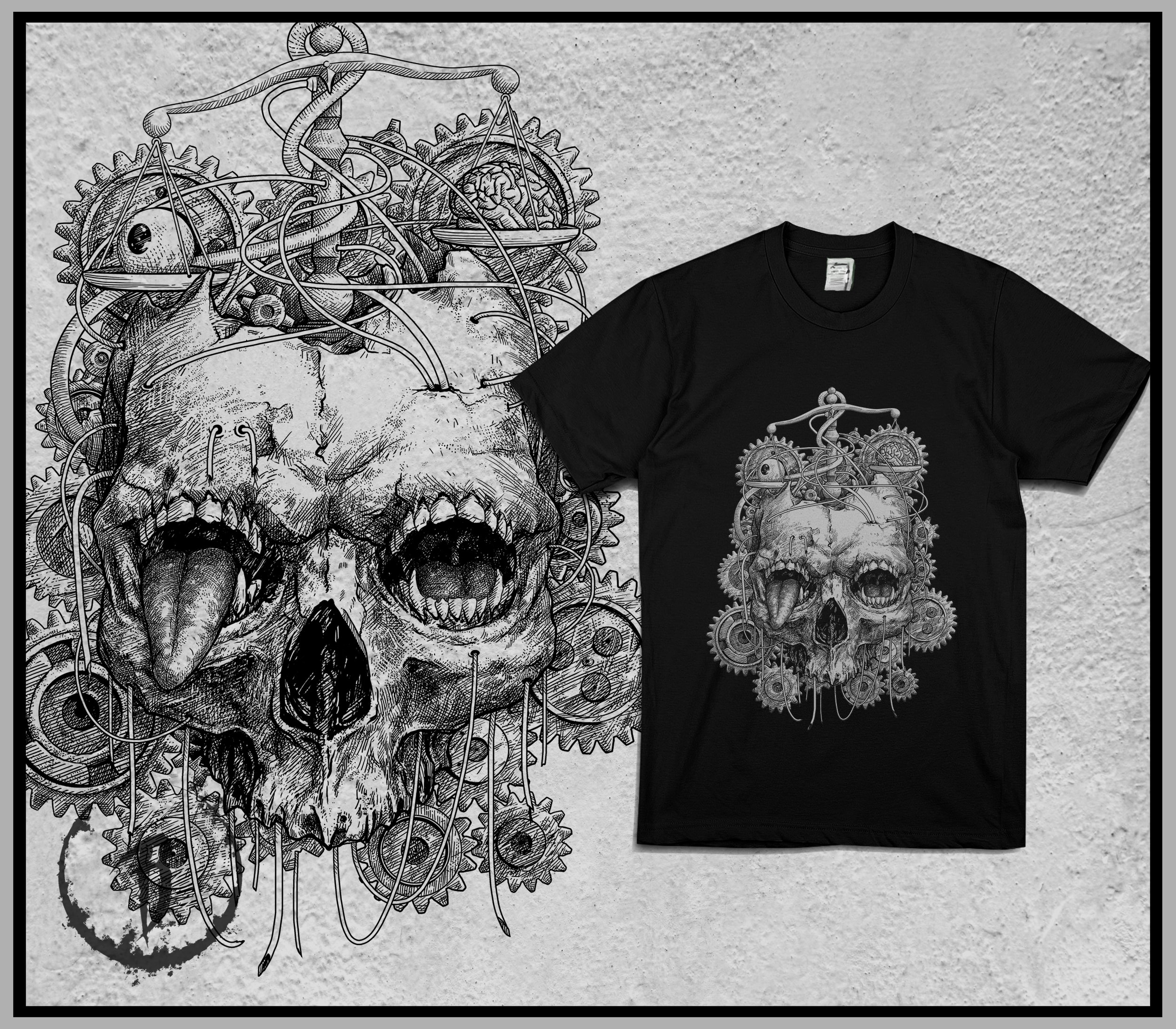 Graphic Tshirt Creepy Art Shirt Shattered Skull Tshirt Horror Tshirt Tshirt Dark Art Tshirt Dark Art Art Print Tee Creepy Tshirt