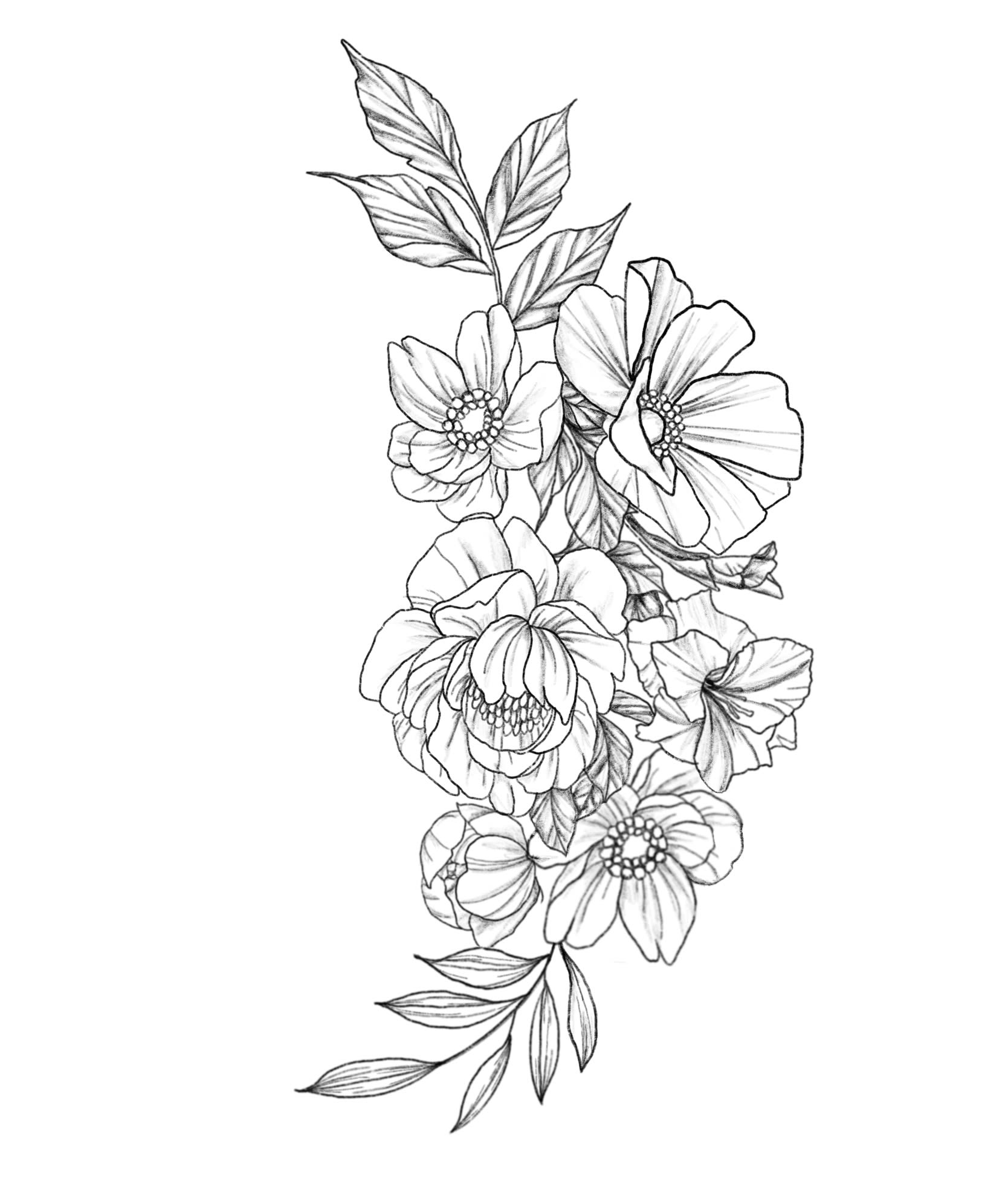 Top 78+ tattoo flower sketch super hot - in.eteachers