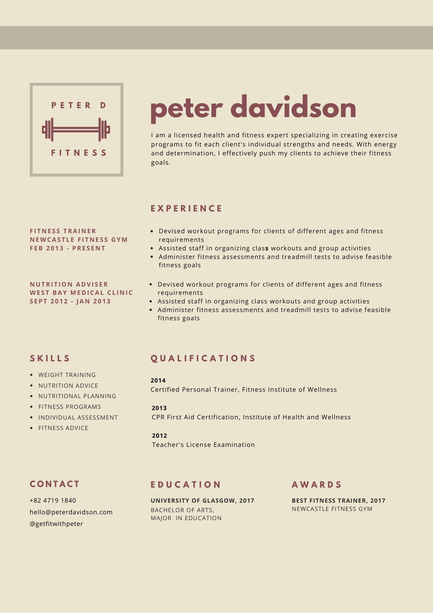 Resume Personal Trainer Information Resume Skills For Fitness