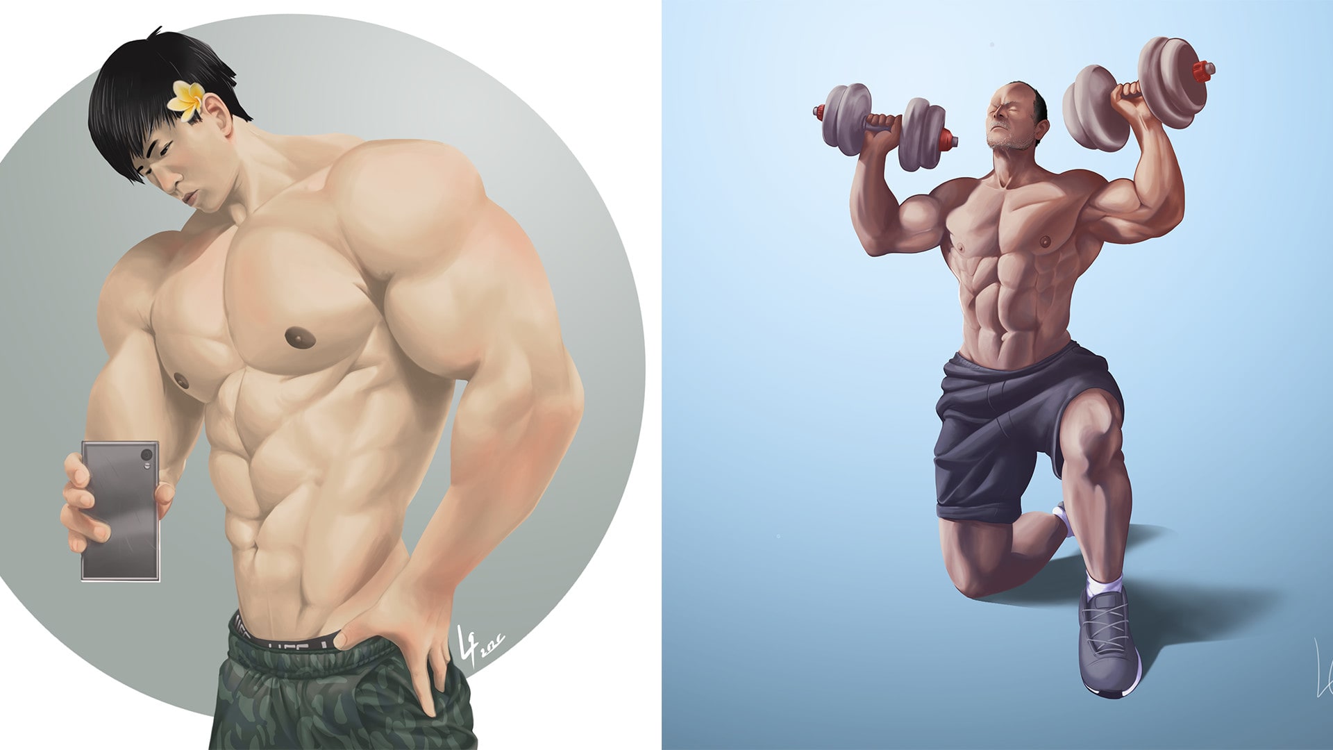 Draw Bodybuilding And Muscle Men Illustration By Leograndoarts Fiverr