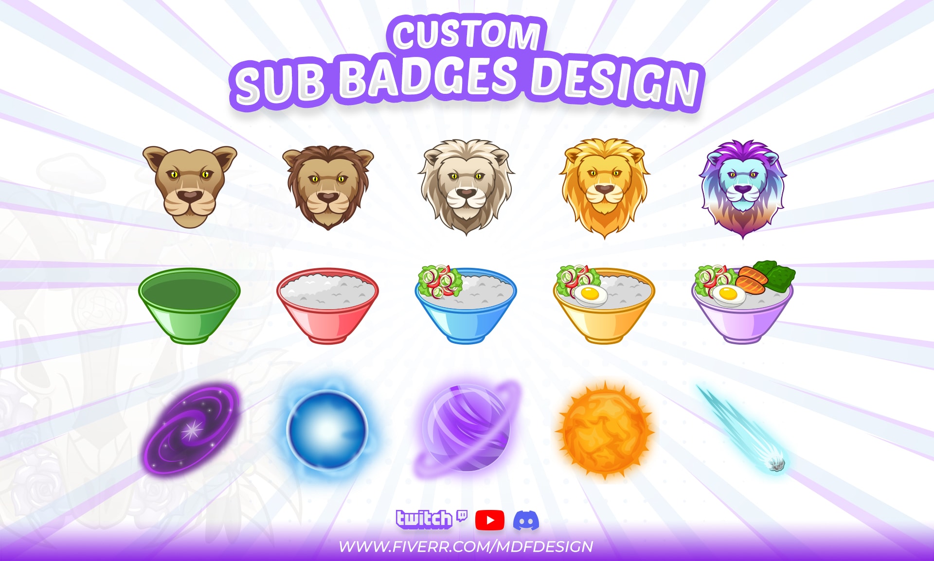 Custom Twitch Sub & Bit Badges by Veendy on Dribbble