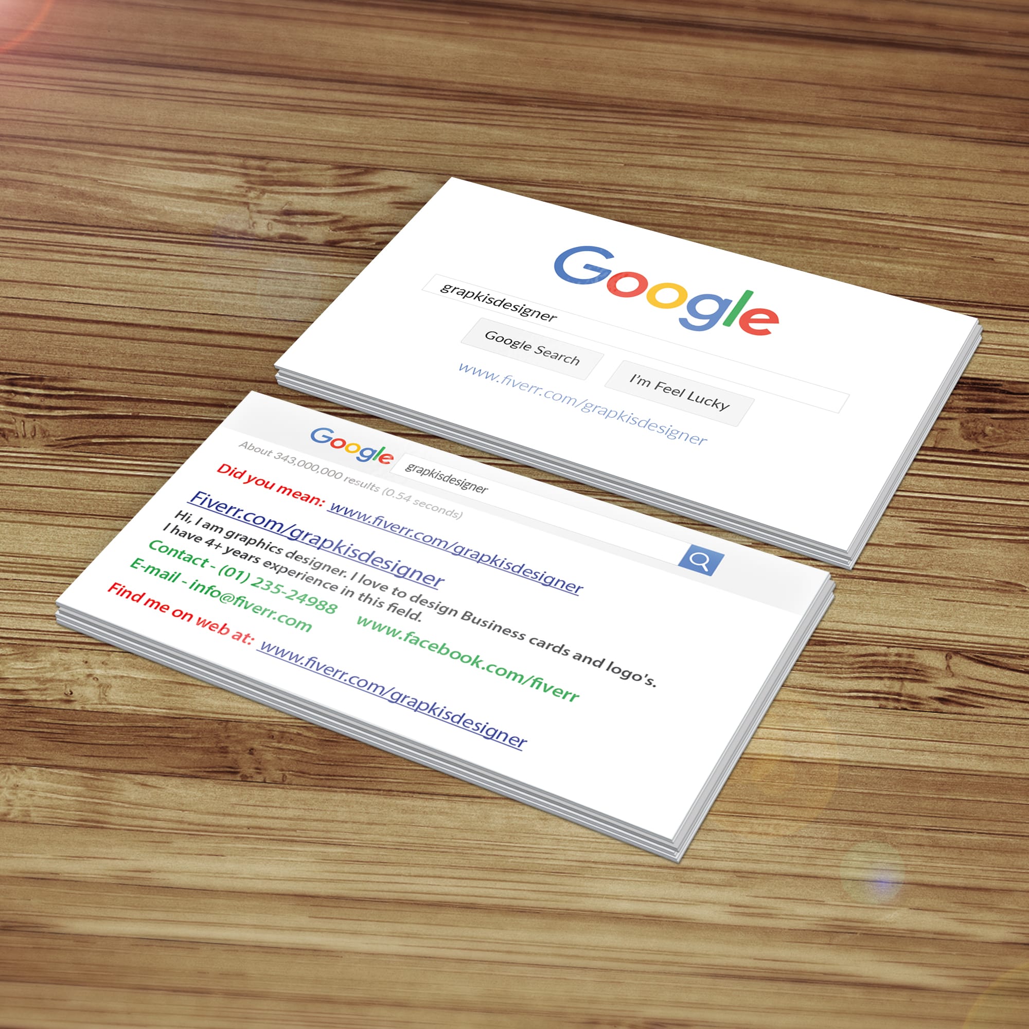 Design unique google search business card by Grapkisdesigner  Fiverr With Google Search Business Card Template