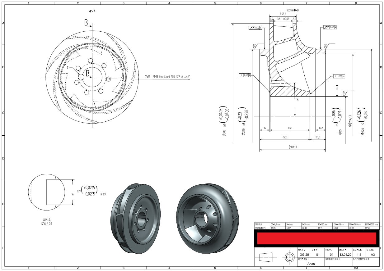 creare foglio di disegno tecnico o di produzione con gdt