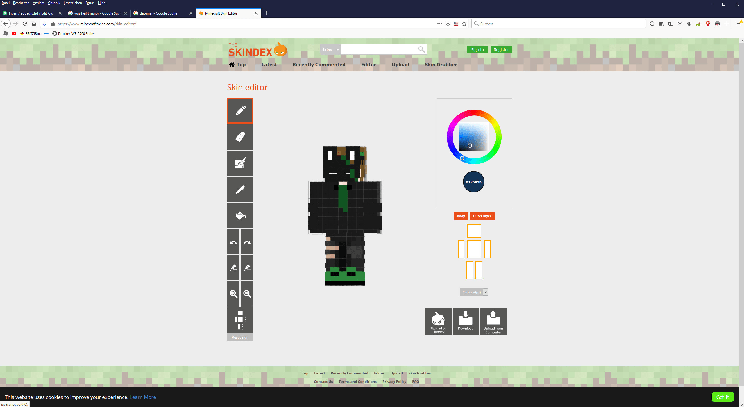 Minecraft Skin Editor  How to make and upload your own custom