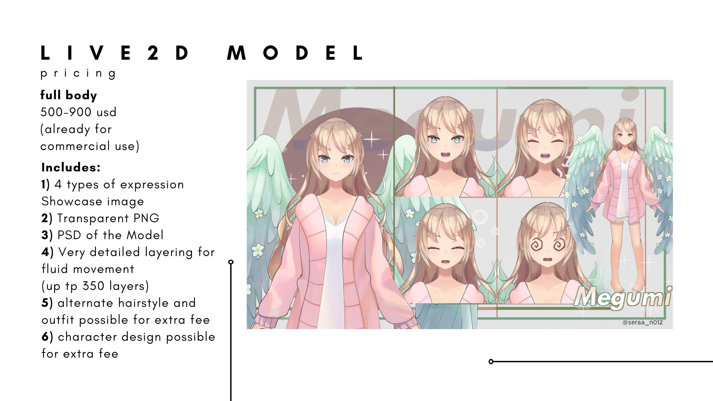 Draw and design live2d vtuber model, rigging as extra by Seraa_no12 | Fiverr