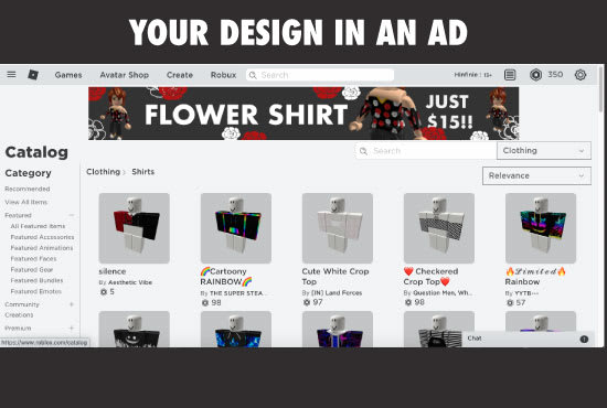 Design Your Roblox Clothes For You To Use Or Sell With Ads By Taniaolarte Fiverr - roblox shirt template rainbow cartoony