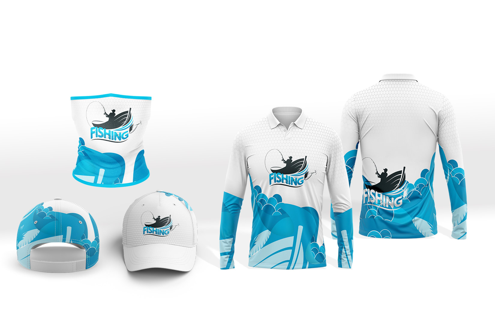 Fishing Jersey Sportwears Mockup Design Template Stock Vector