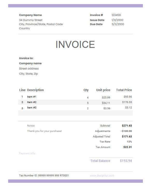 8 invoice template google sheets template free download