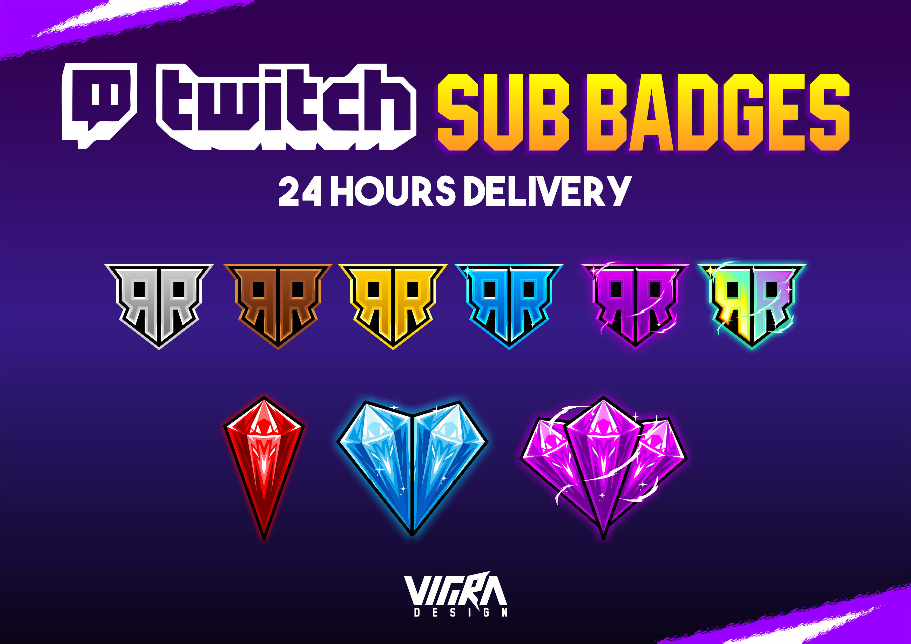 Custom Twitch Sub & Bit Badges by Veendy on Dribbble