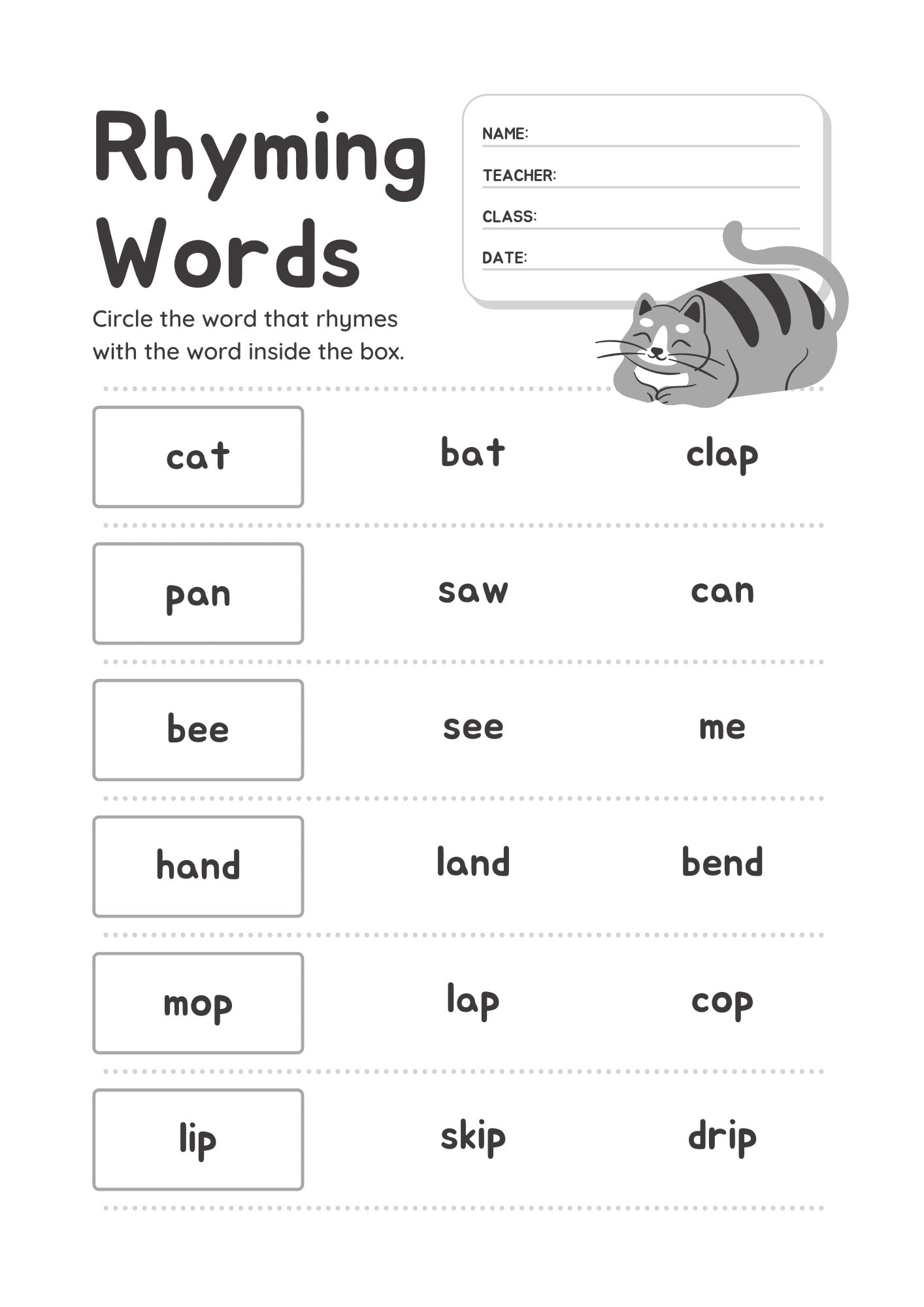 Cat Word Scramble Jeu éducatif Pour Les Enfants Feuille De Travail D' orthographe En Anglais Pour Les Enfants D'âge Préscolaire