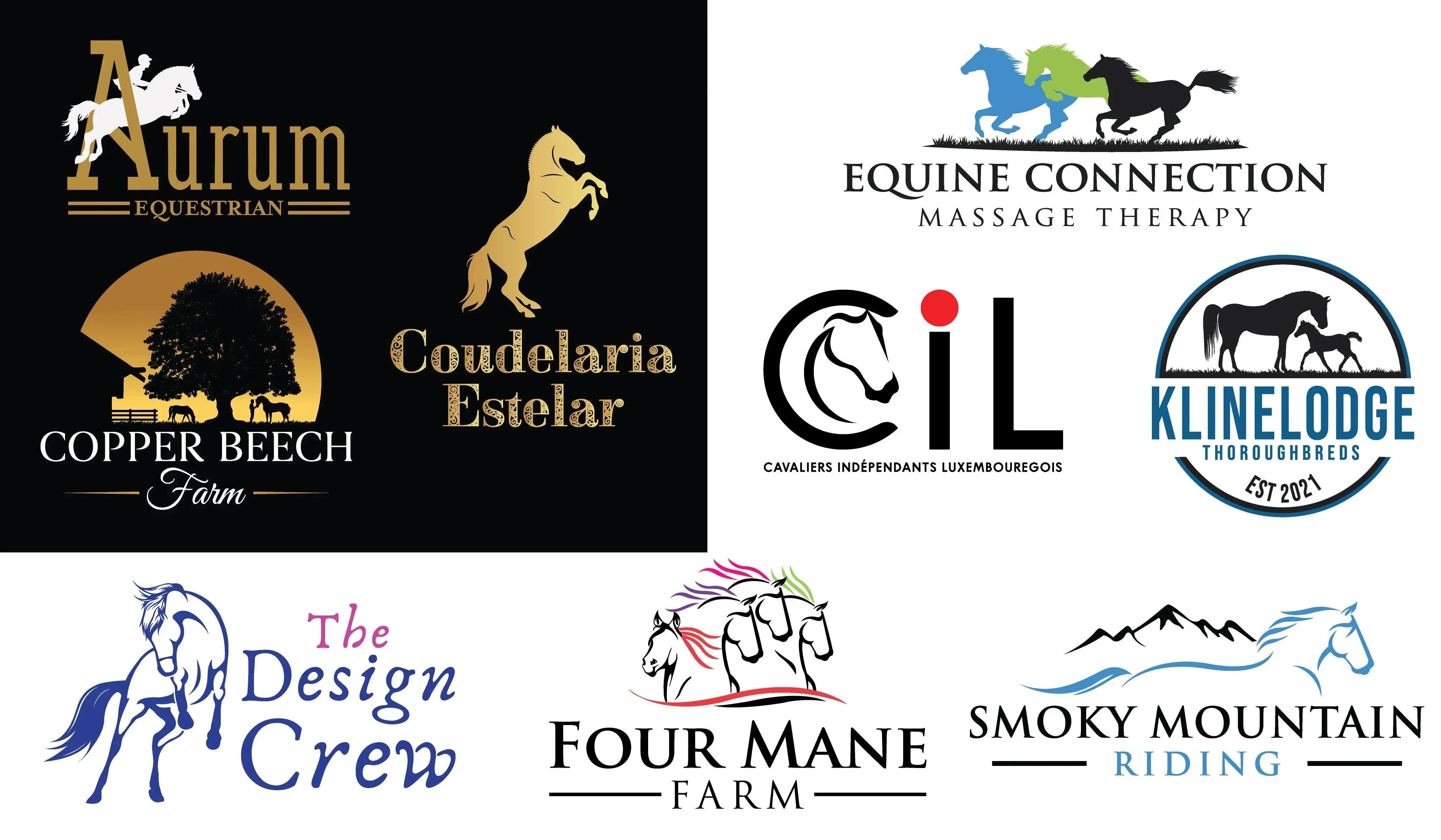 Design premium horse brand dog cat animal farm logo for equestrian