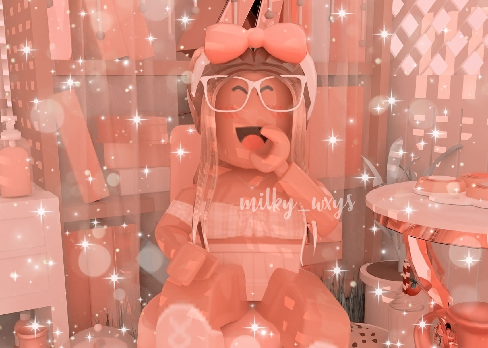 Cafe girl-pink  Cute tumblr wallpaper, Roblox animation, Roblox pictures
