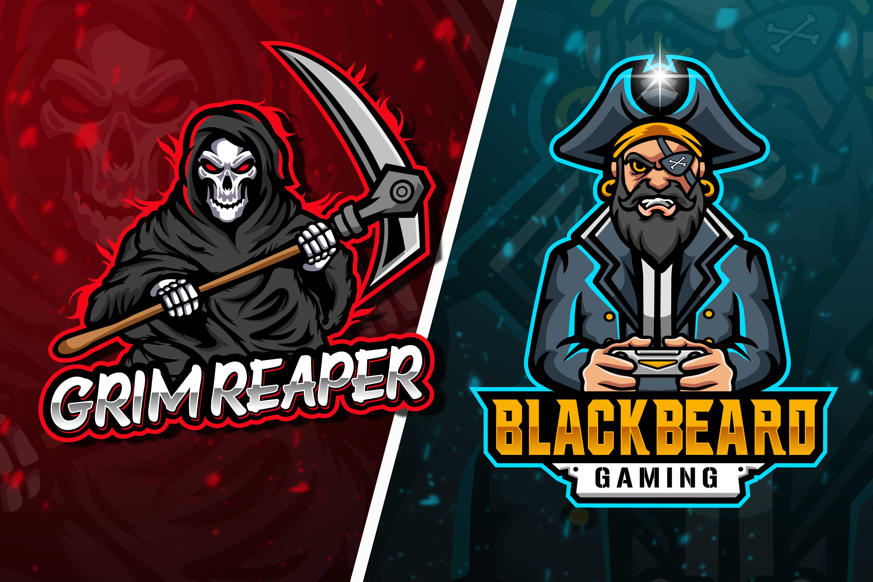 Premium Vector  E-sport logo and twitch template of reaper with crown  perfect for e-sport team mascot and game streamer
