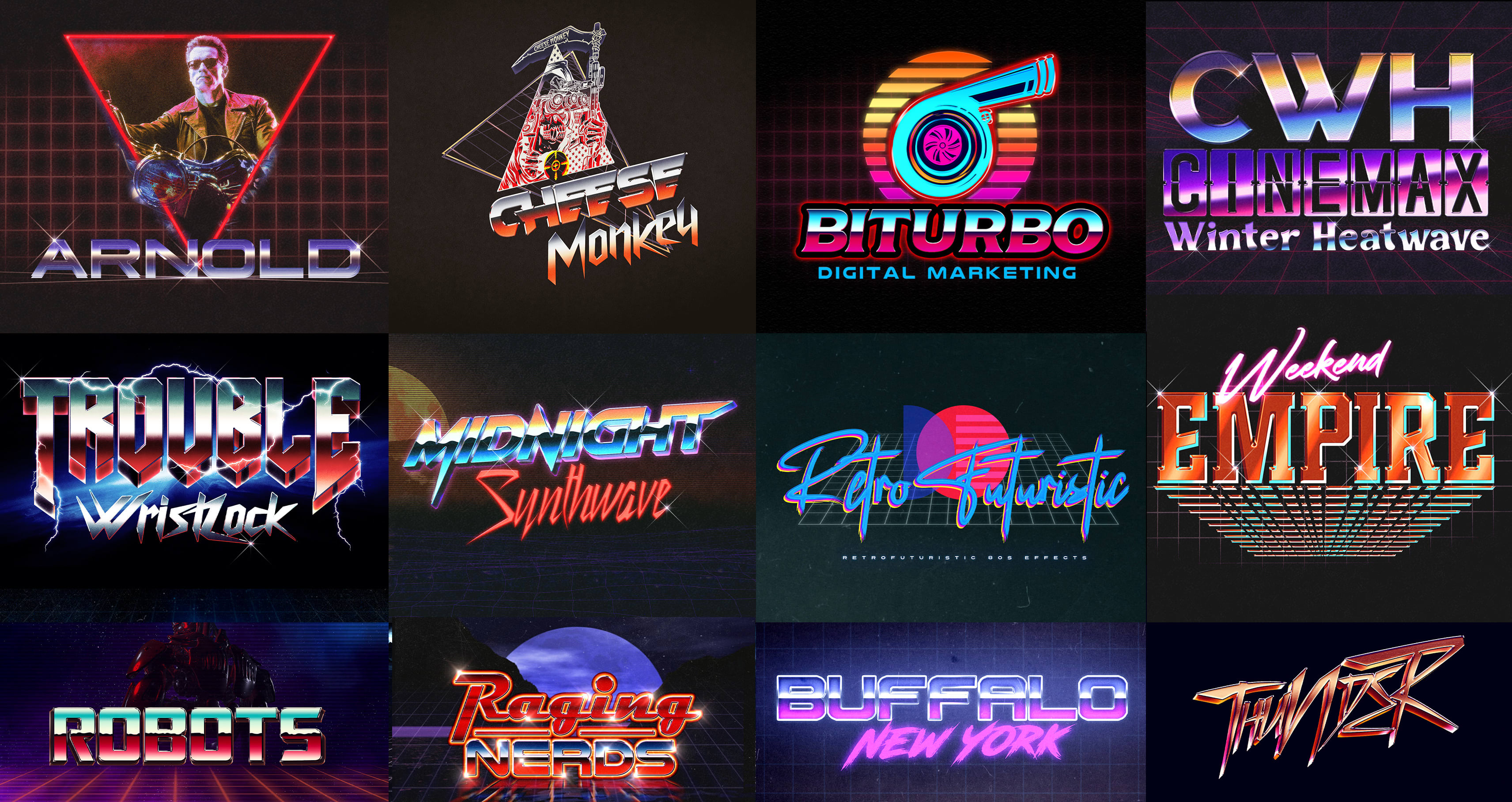 Design retro 80s synthwave 3d logo creations by Adanstudio