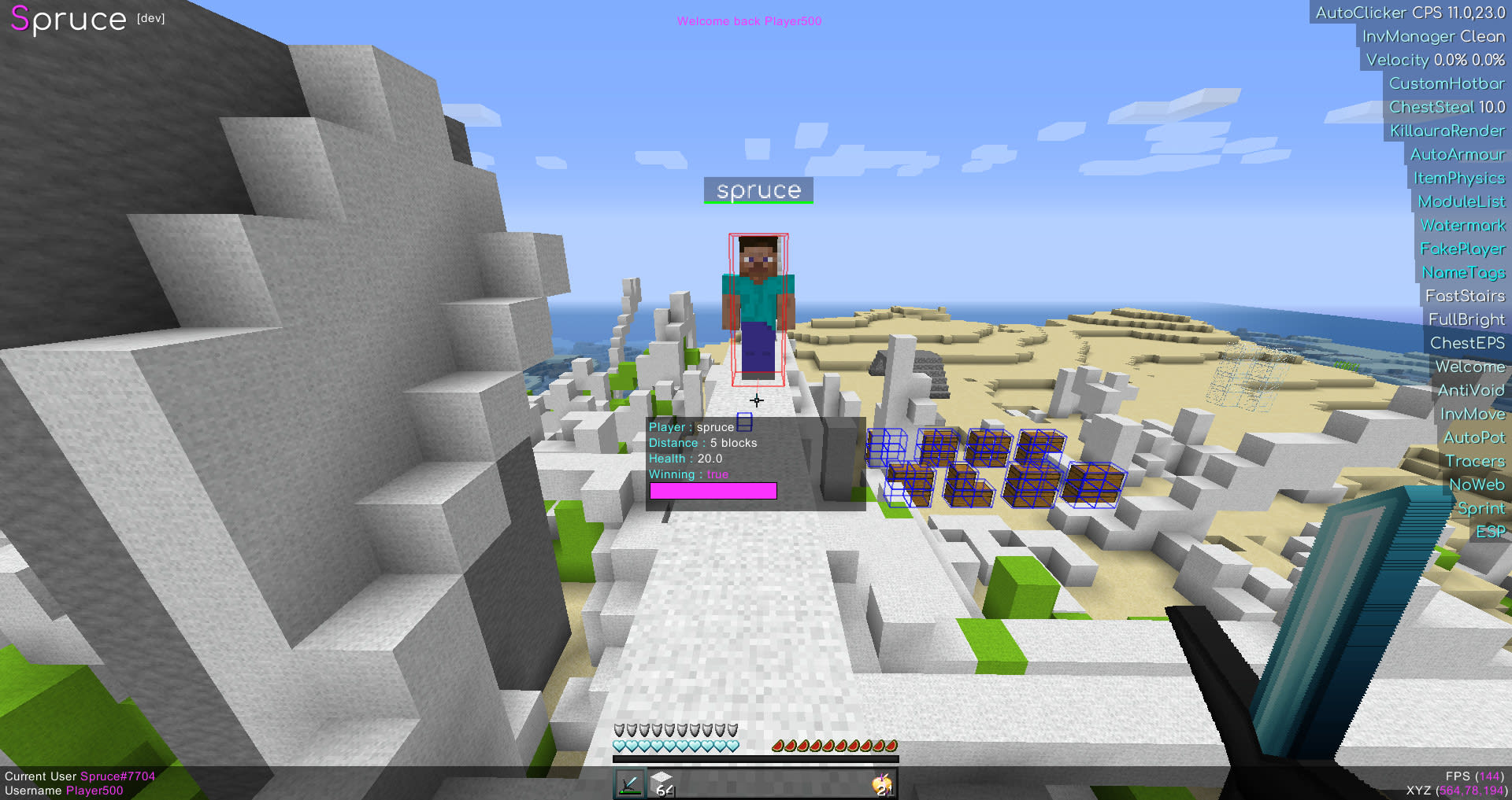 minecraft hacked client base