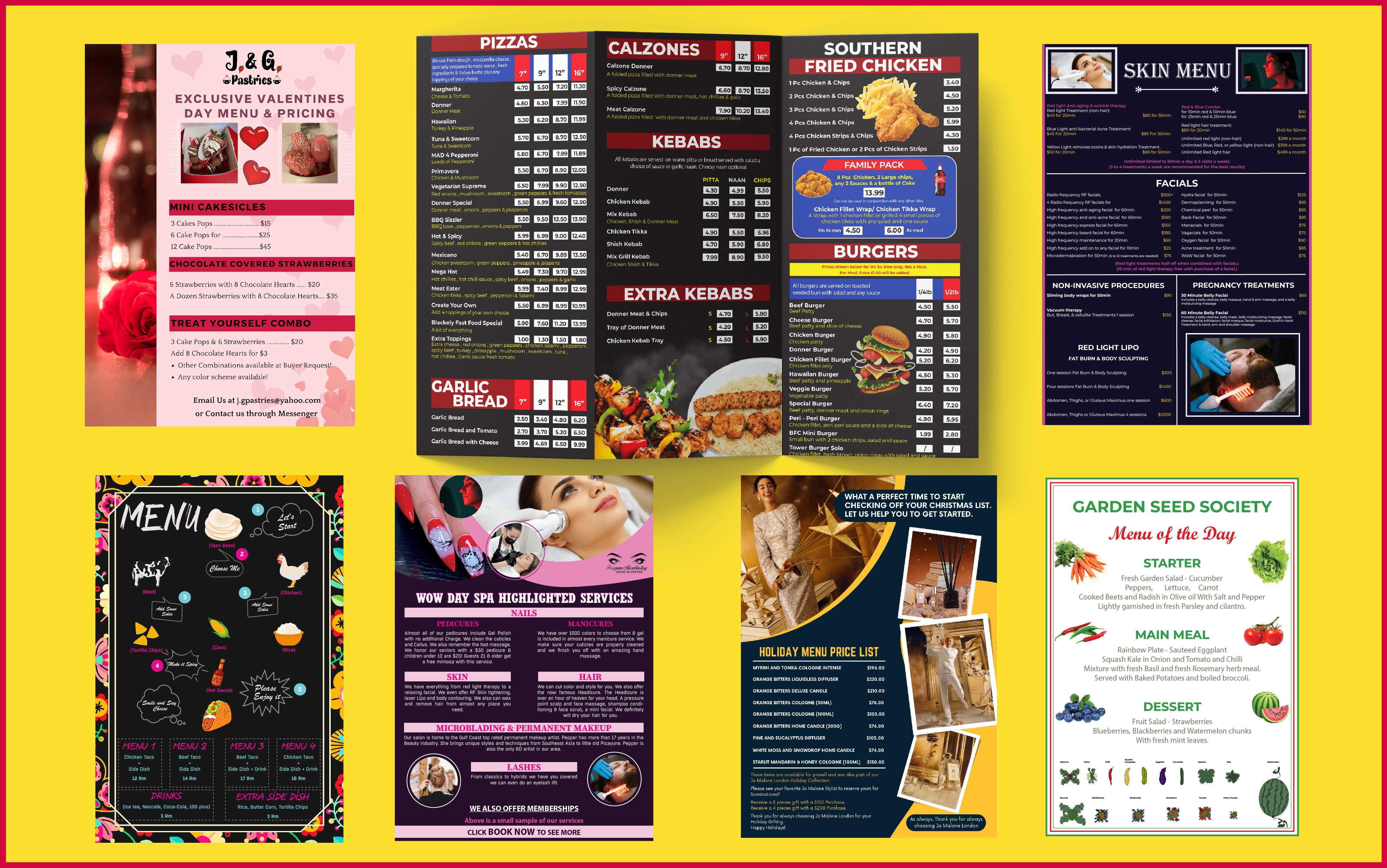 Make restaurant menu, price list, and fillable pdf form design by  Arts_by_naeem | Fiverr