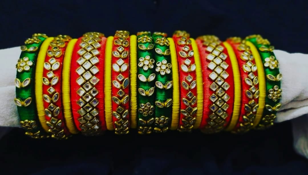 How to prepare hot sale thread bangles in telugu