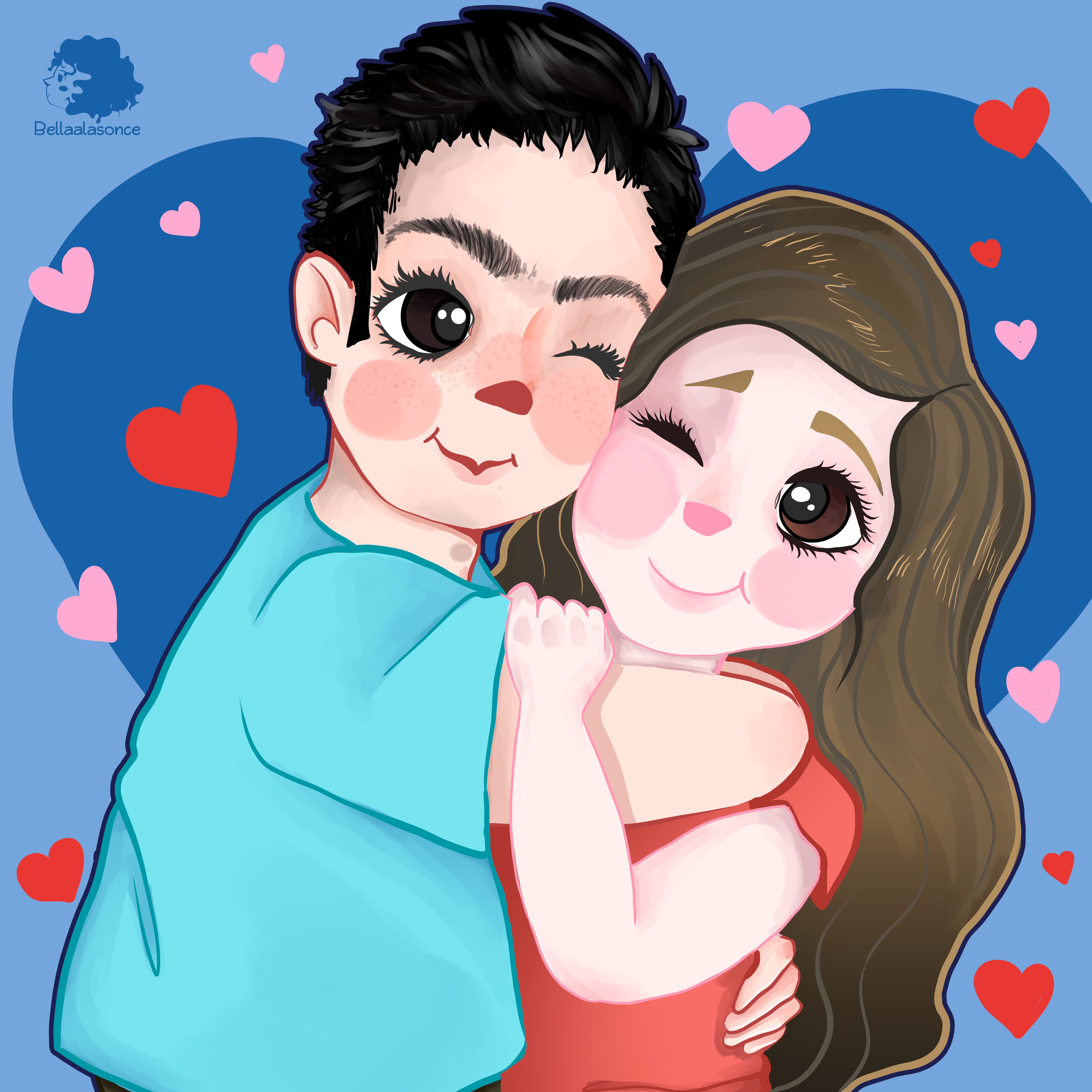 Make a cute couple drawing by Bellaalasonce | Fiverr, image size:4961x4961