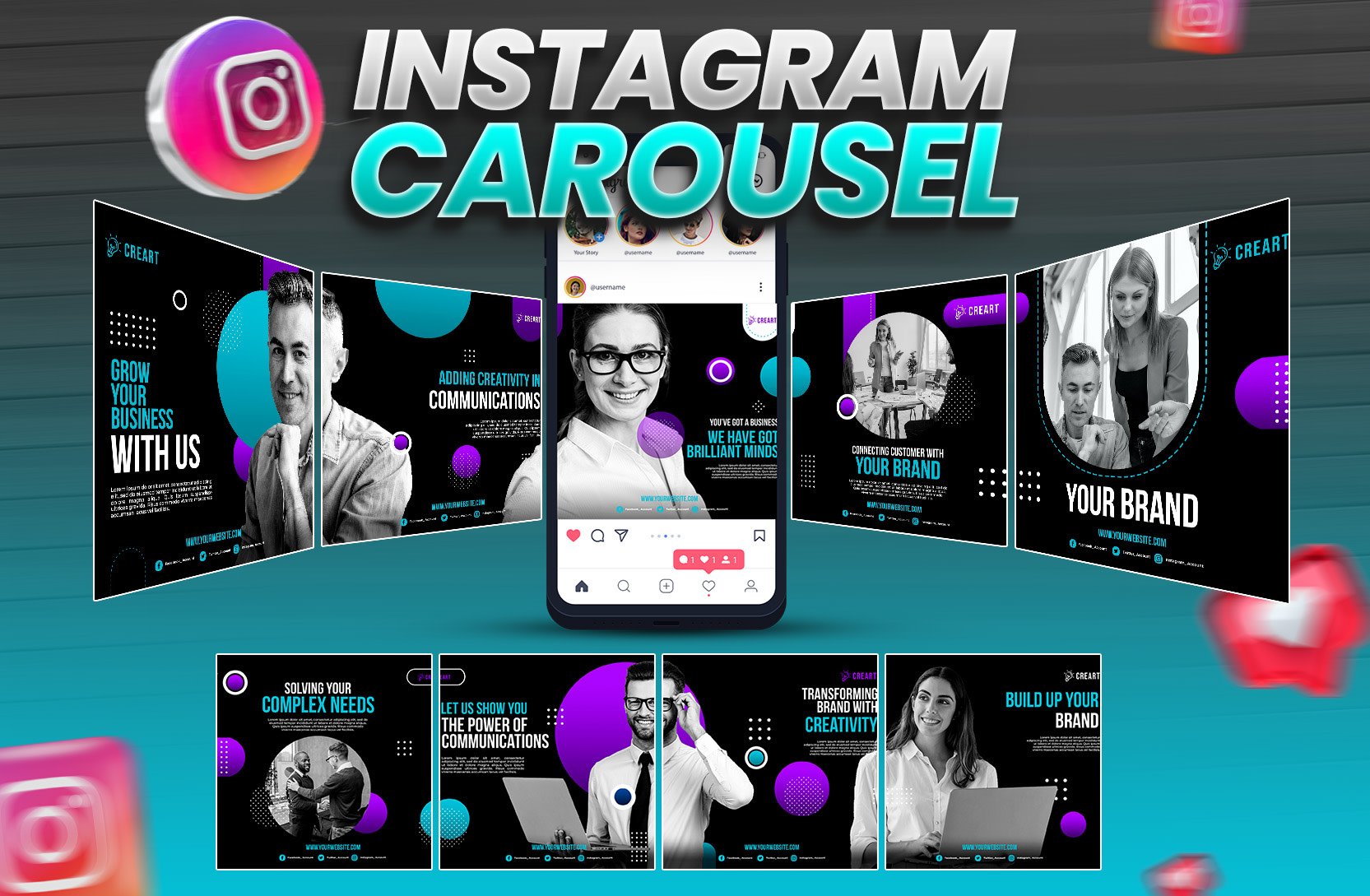 Do attractive instagram carousel posts, stories and social media post by  Aliaziz81