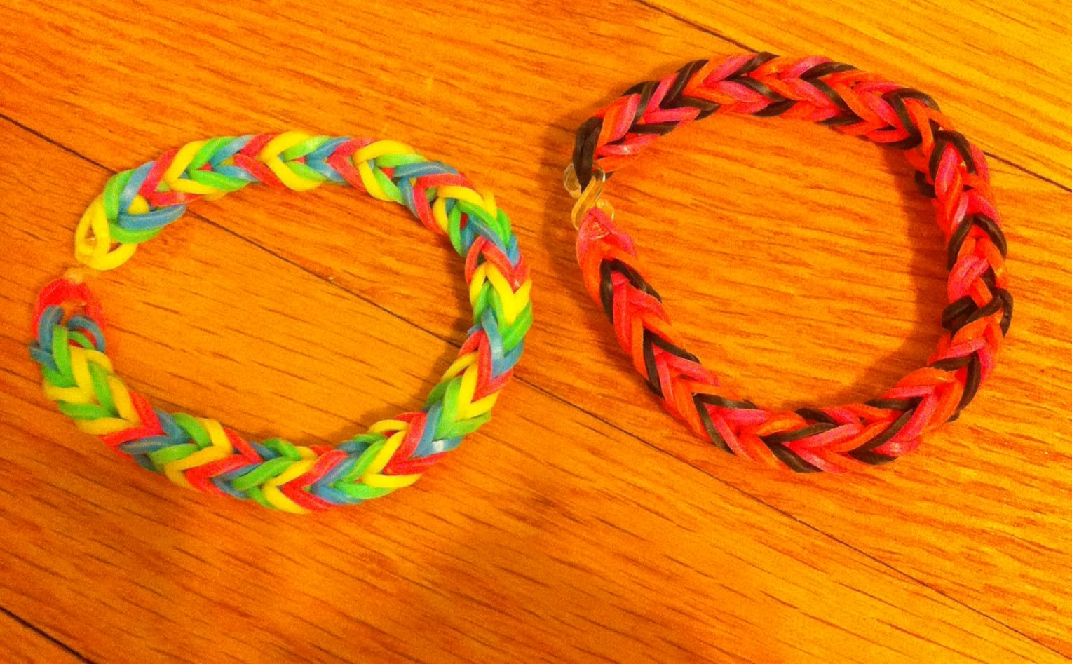 Make you two french braided rubber band bracelets by