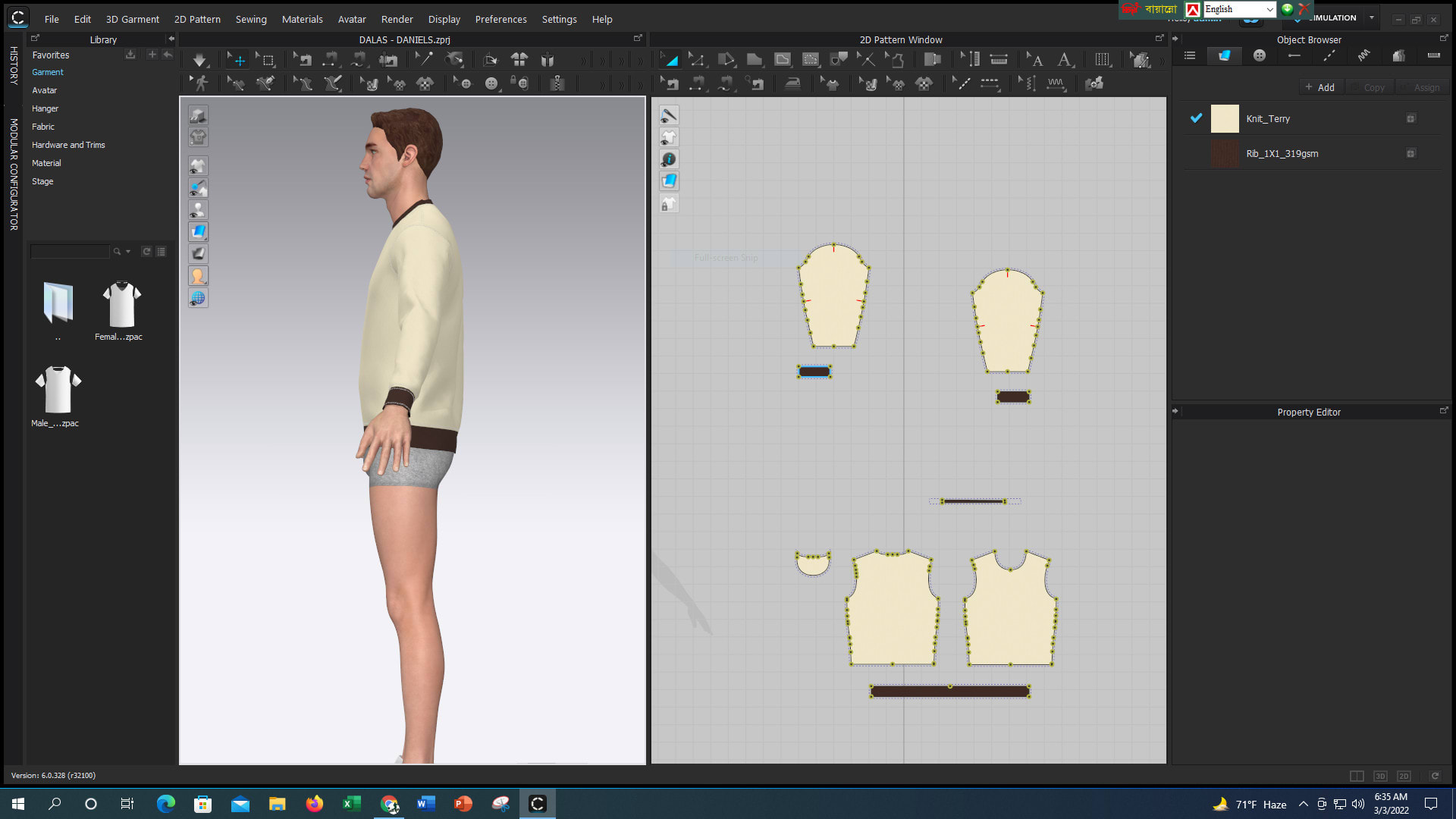 crea modello e abbigliamento cucito clo 3d