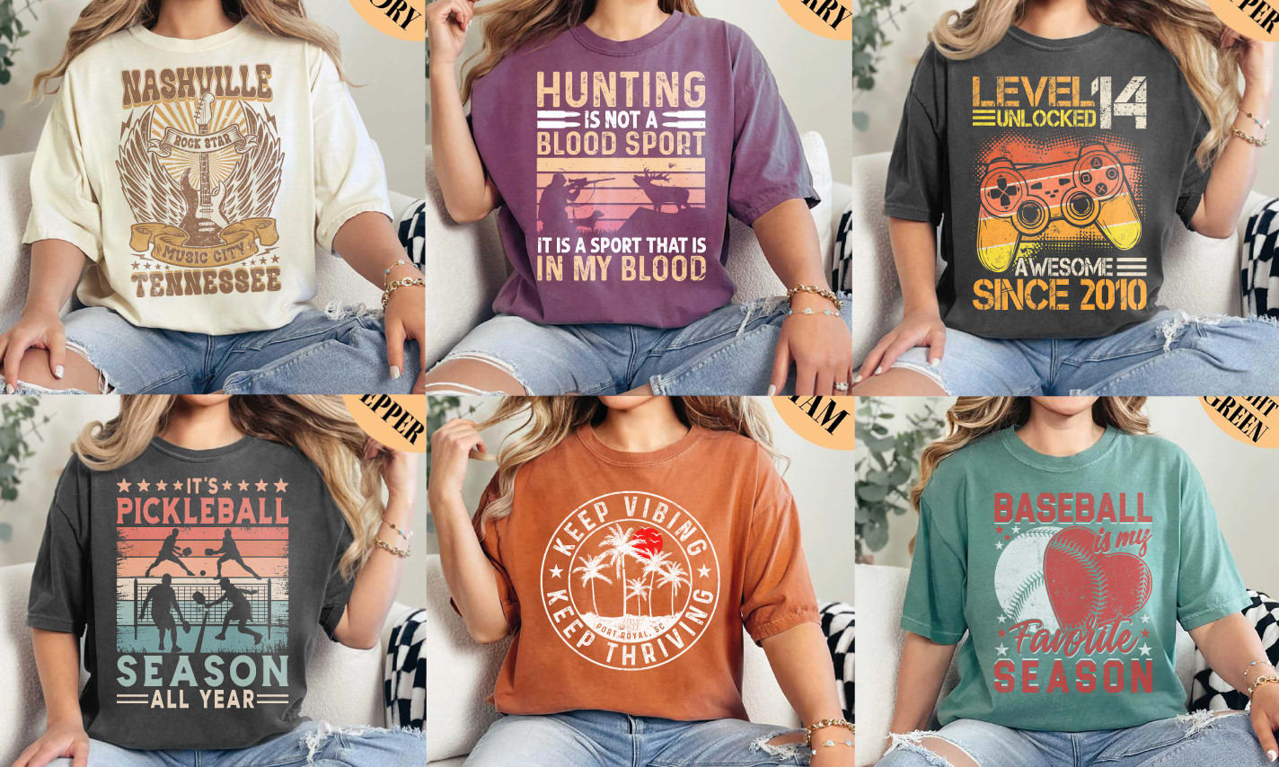 Gestalten sie individuelle t shirt designs im retro und vintage stil sowie merch t shirts