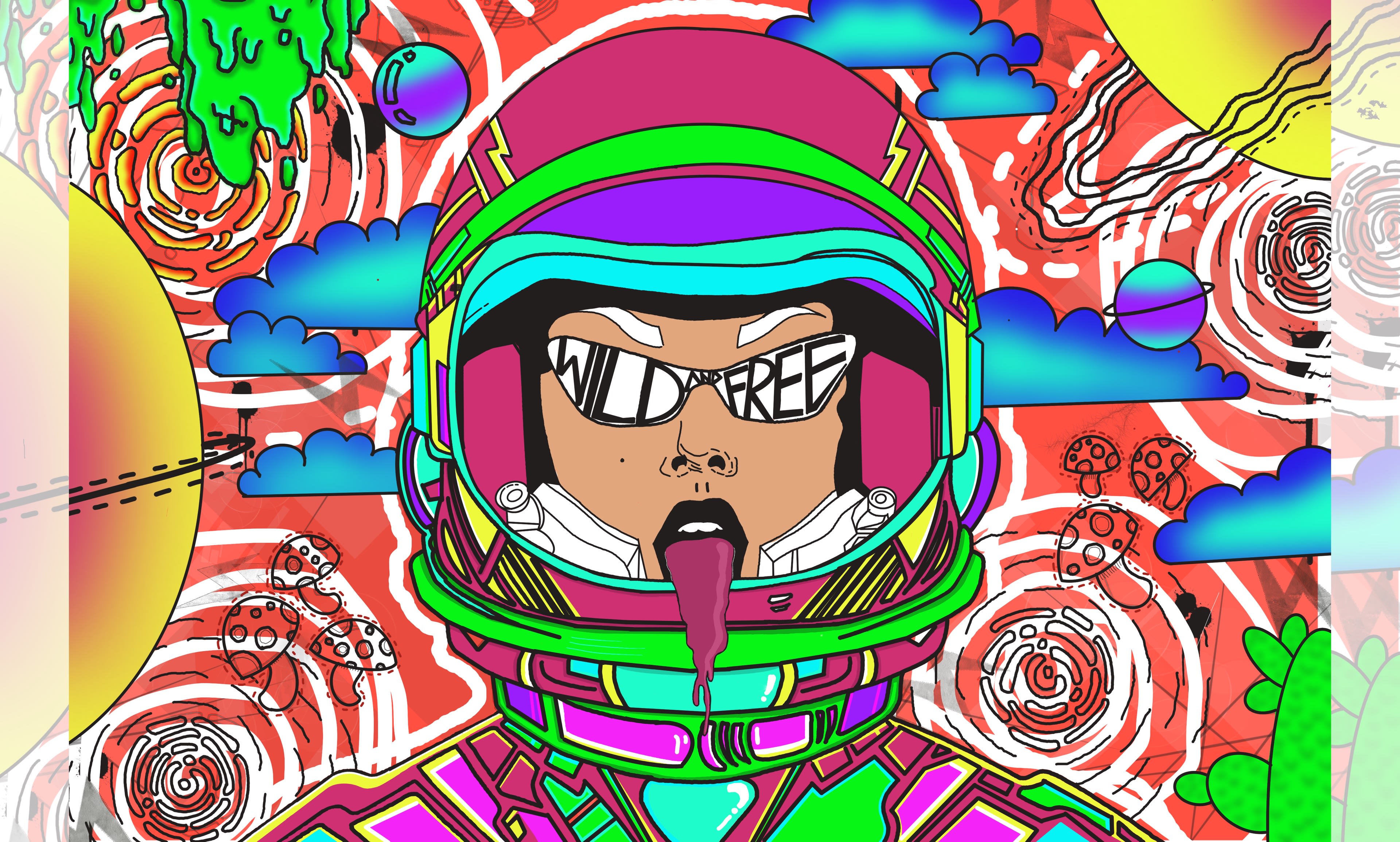 Create trippy art for album cover, stickers, tshirt by Rayarmas