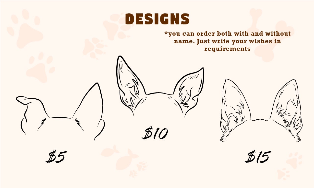 Draw line art tattoo of pet ears, cat, dog head outline by Ganich_m | Fiverr