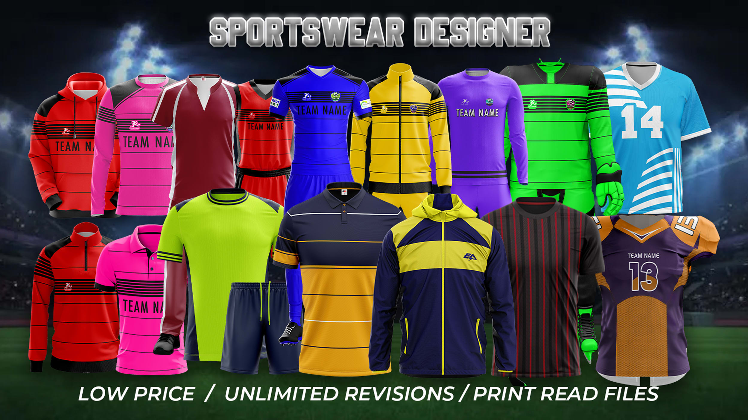 Design any custom sportswear uniform with 3d sports mockup by Aqualines