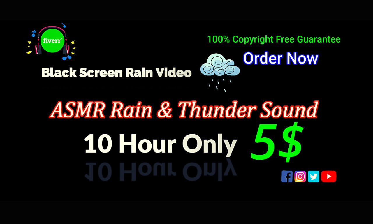 Create 10 hour black screen rain video with asmr rain sound by  Suraiya_akter1 | Fiverr